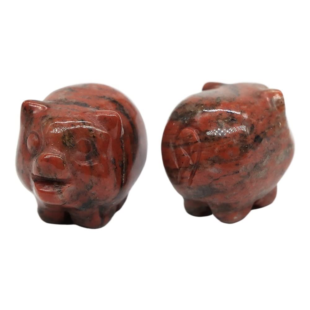1" Mini-Schwein-Statue, Naturstein-Skulptur, Dekoration, heilende Kristalltiere, Glücksfigur, geschnitzt for die Schmuckherstellung (Color : Sesame Red Stone, Size : 20 PCS)