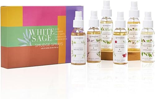 Aromafume - Juego de regalo en aerosol para manchas de salvia blanca | 6 x 1.7 fl oz/1.7 onzas líquidas | Salvia blanca con rosa, lavanda, palo,
