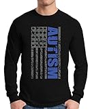 Awkward Styles Autism Awareness American Flag Graphic Long Sleeve T Shirt Tops Black M