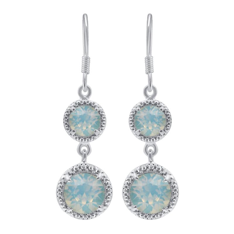 Opale d'octobre en boucles d'oreilles pendantes argent : cadeau idéal
