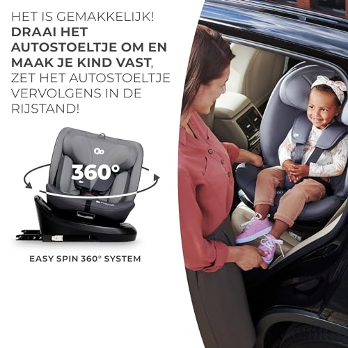 Kinderkraft I-GROW I-SIZE 40-150 cm Autostoeltje 0-36 kg, 360 draaien, met Isofix, afstelbare hoofdsteun 12 verstelniveaus, Extra veiligheidsvoorzieningen, Groep 0/1/2/3, tot 12 jaar, Grijs - Afbeelding 5