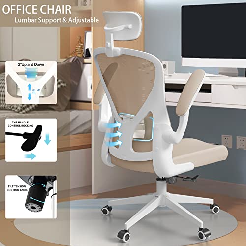 Sichy Age Ergonomic Chair With Headrest Big And Tall Office Chair Computer Chair Desk Chair Adjustable Headrest Lumbar Support Office Chair 400 Lbs Heavy Duty Office Chair With Metal Base Khaki #TOP2