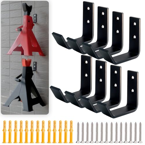Aucuqu 8 Packs Jack Stands Wall Mount Organizer Heavy Duty Stainless Steel Holder Hook Fits 2 & 3 & 4 & 6 Ton Jack Stands