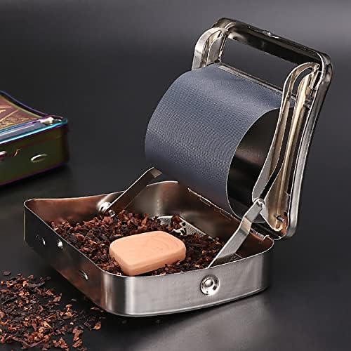 Tobacco Rolling Machine Silver Cigarette Roller Machine, 1Pcs Automatic Cigarette Rolling Machine, 78mm Cigarette Roller Adjustable Joint Rolling Machine and Storage Case
