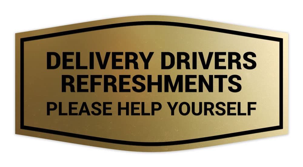 Signs Bylita Fancy Delivery Drivers Refreshments Please Help Yourself Sign (Oro Spazzolato) – Medium-image