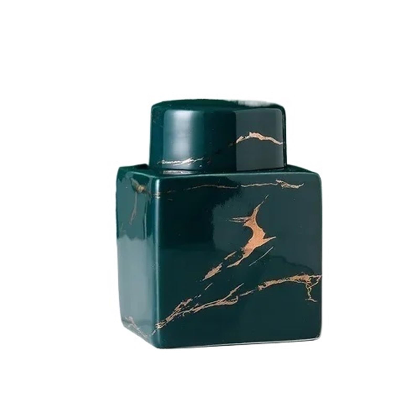PSNKLMM Ceramic With Cover Dust Proof Organizer Cotton Swab Cartridge Marble Stripes Toothpick Holder Accessories(Color 03)