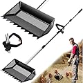 12" Metal Chicken Poop Scooper Rake for Sand with 24 to 68" Handle, Adjustable Chicken Poop Scooper for Poop,Wide 10”Poop Shovel Cleaning Tools, Heavy Duty Sifting Shovel (Black Max)