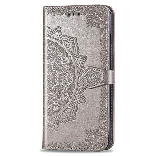Image of ClickCase Queen Series for iPhone 15 Plus Leather Flower Embossing Wallet Flip case Magnetic Closure Flip Cover for iPhone 15 Plus (Grey)