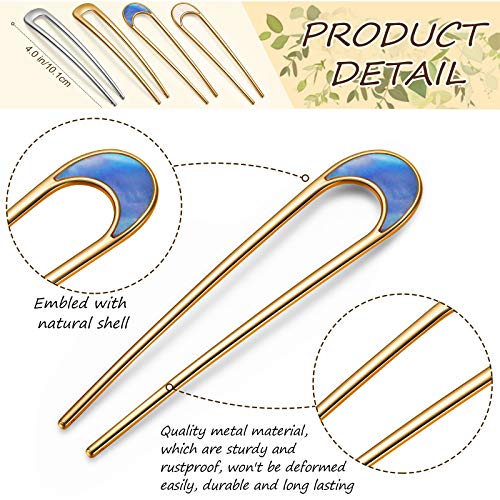 image for Chuangdi 8 Pieces U-Shaped Hairpin with 2 Prongs Vintage Hair Pin Fork