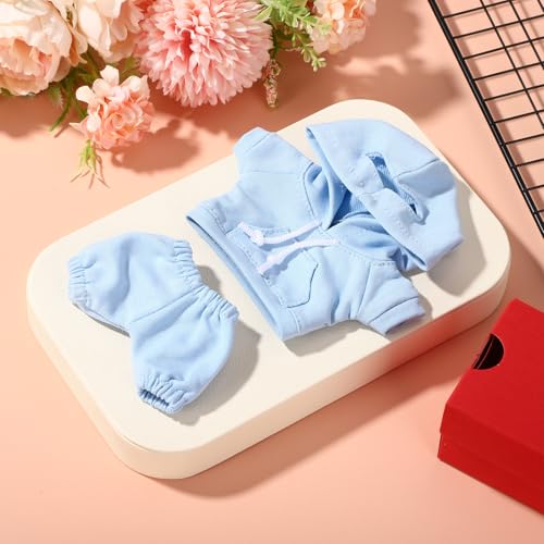 Image of 6.7 Inch Doll Clothes Set, Fun Fashion Doll Hoodies & Pants Cute Practical Costume Accessories for Figure Dressing (Blue)