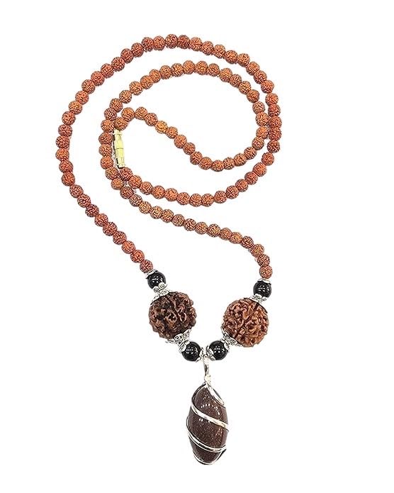 Happiness Hub Rudraksha Narmadeshwar Shivling Kavach Pendant Mala Narmada Stone Locket For Men Women Narmadeshwar Rudraksha Mala-image-16