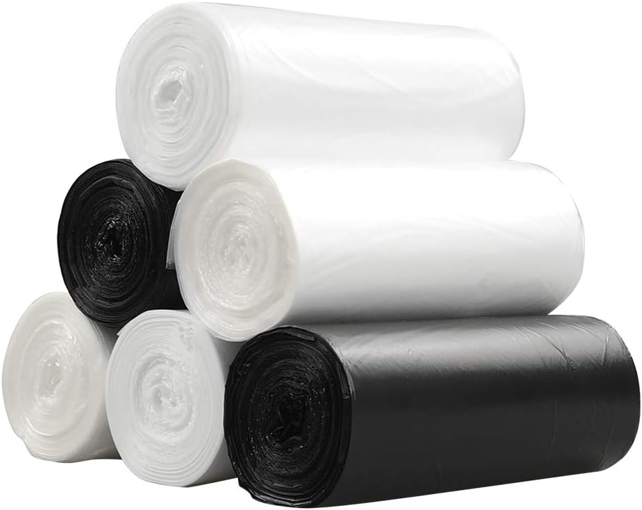 Ikando 6 L Plastic Clear Trash Bags, Waste Basket Bin Liners, 150 Counts/6 Rolls