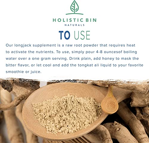 Holistic Bin Black Tongkat Ali Powder (Polyalthia Bullata) Organic Root Powder From Indonesia | Longjack Tongkat Ali For Men And Women | 100% Pure, Single Ingredient Powdered Longjack Extract #TOP4