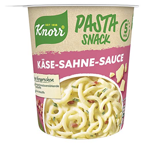 Knorr Pasta Snack Käse-Sahne-Sauce leckere Instant Nudeln ohne geschmacksverstärkende Zusatzstoffe, (1 x 71 g)
