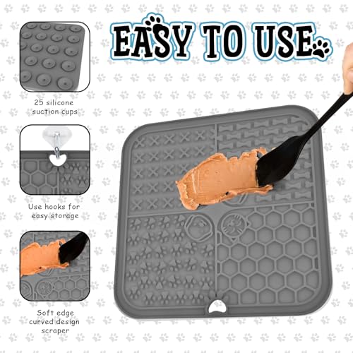 ROELLY Schleckmatte, 2er-Set, Leckmatte für Hunde Mit Silikonspatel, Slow Feeder, Hundesachen, Mit Saugnapf, BPA-Frei, Zum Baden, Füttern, Trainieren