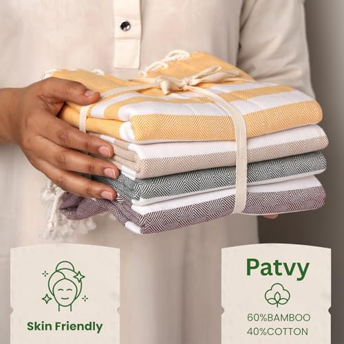 Image of Bamboo Cotton Bath Towels | Ultra Soft Quick Dry Towels for Men & Women | Large Size 75x150 cm | Lightweight Towel Set (Pack of 1, Biscuit)