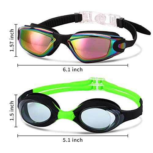 Romoc 4 Pack Kids Swim Goggles Ages 6-14 Uv Protection Anti Fog No Leaking Pool Swimming Goggles For Boys Girls Youth Christmas Gift (Black+Purple) #TOP6