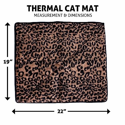 Downtown Pet Supply Thermal Cat Bed - Insulated Cat Mat With Aluminum Film & Sherpa Backing - Washer Safe Faux Fur Cover - Self-Warming Nap - Connectable, Regular - Animal Print Beige - 22 X 19In #TOP1