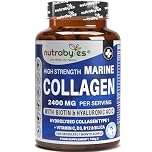 Marine Collagen Capsules 2400mg | Hyaluronic Acid Biotin Vitamin C D3 B12 Silica | Type 1 & 3 Hydrolysed | Hair Skin Nails | 120 Capsules | Kosher Halal | UK Made | Women & Men | 1 Month Supply