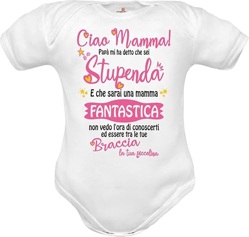 Corredino neonato body neonata 0-3 mesi femmina auguri mamma “sei stupenda”