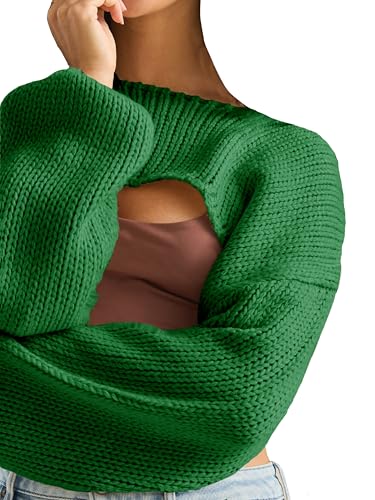 Image of Womens Bolero Crochet Crop Shrug Shoulder Knit Cropped Sweater | Y2K Crochet Crop Top, Half Sweater, Cozy Chest Over the Shoulder Top Cardigan, Cut Off Super Crop, Ballet Lace Sweater