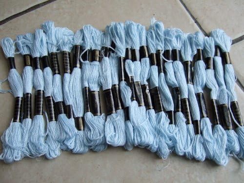 24 Light Blue Cross Stitch Embroidery Threads Skeins Floss