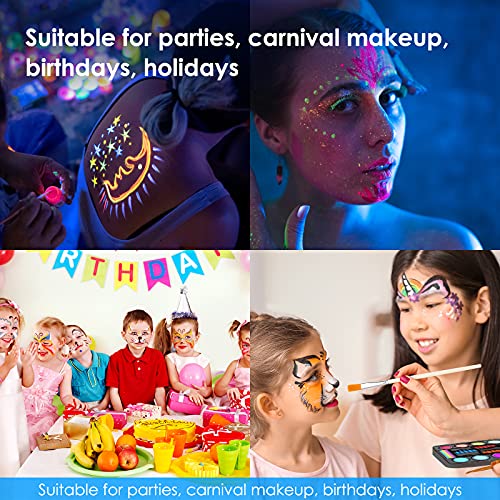 Creamify Lichtgevende verf, 24 stuks, neonkleuren, bodypainting, verf gebruikt voor carnaval, make-up, bodyverf, fluorescerende kleuren, gezichtsverf, kinderschmink, neonschmink, 8 kleuren - Image 7
