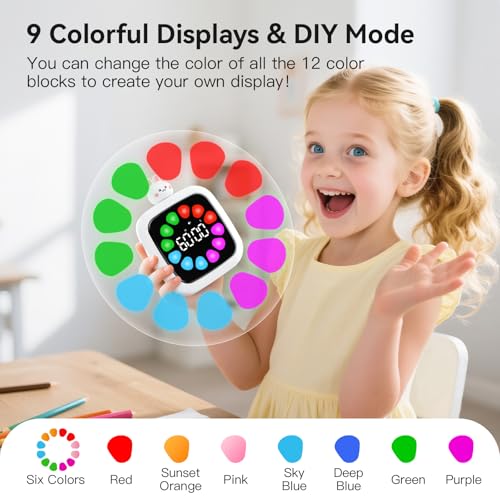 Image of Yunbaoit Digital Visual Timer for Kids, 99-Minute Countdown, Rechargeable | 19 Music Alarm, Pause Function, 9 Optional DIY Color Petal Display, 3 Dolls, for Study, Homeschool, Kitchen