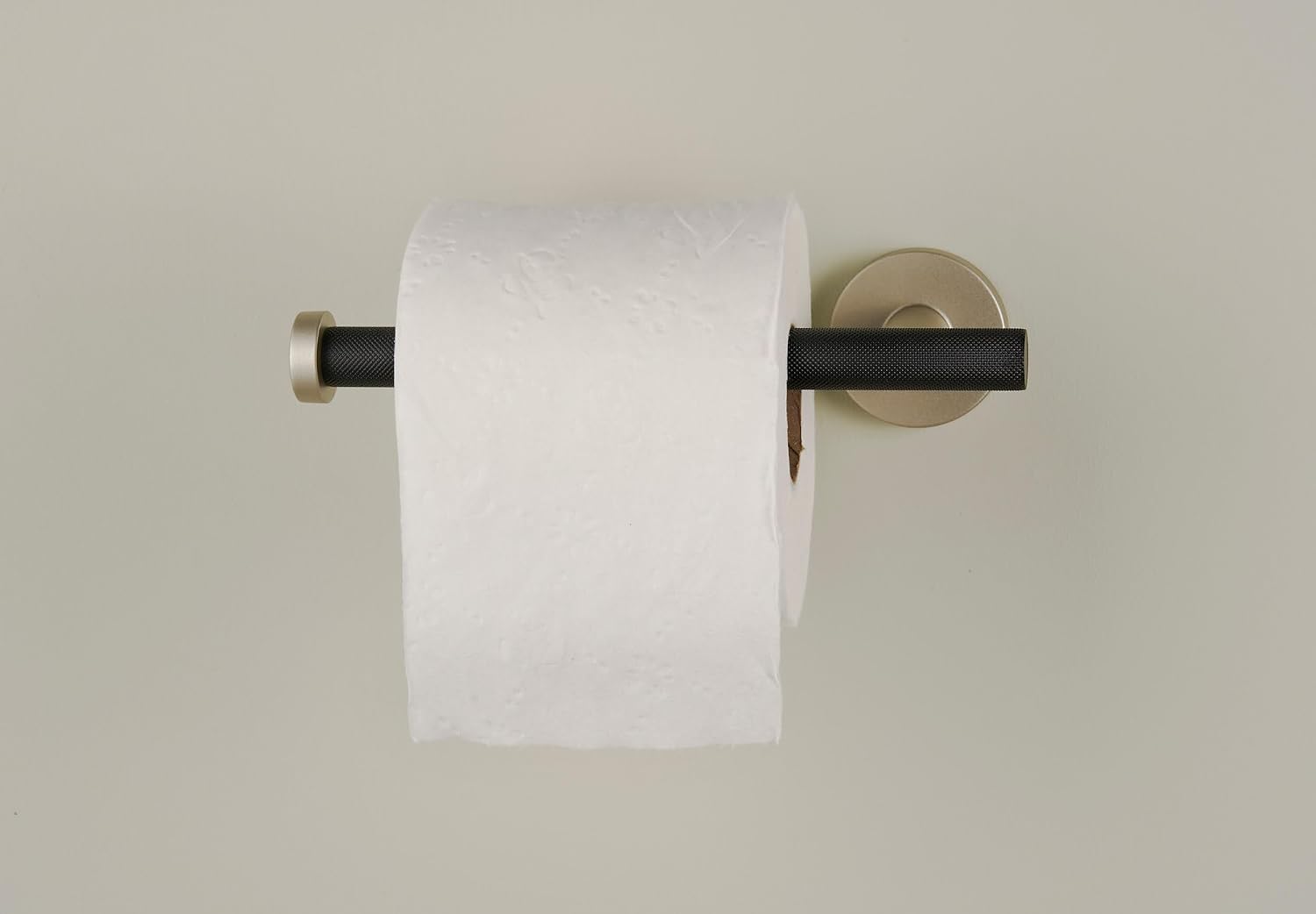 Alno A9466L-KNURLED Vita Bella Modern Diamond Knurled Bar Left Side Slide On Toilet Paper Holder - Matte Nickel/Matte Black