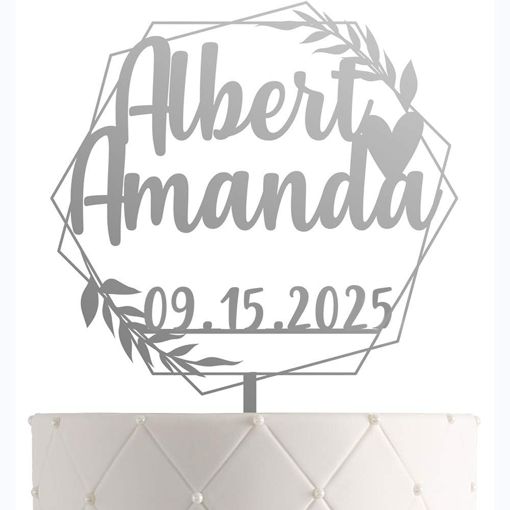 Personalized Wedding Cake Topper With Customized Bride and Groom Names and Marriage Date for Mr Mrs