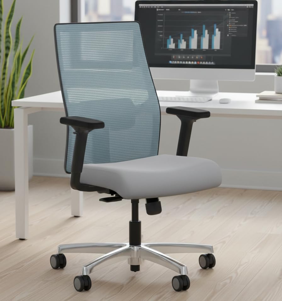 Image of Lakdi The Furniture Co.Durable Mesh Mid Back Office Chair - Slim, Modern & Ergonomic Design for Professional Spaces | All-Day Comfort & Lumbar Support | Comfortable for Office Area and Worksations