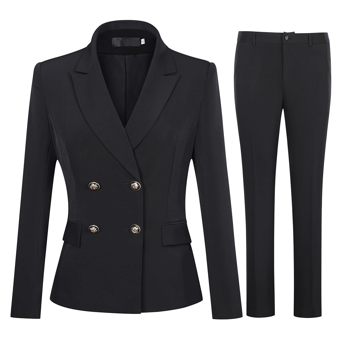 YUNCLOSWomen's 2 Piece Double Breasted Suit Set Two Button Blazer and Pants