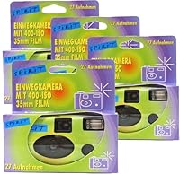 4X PHOTO PORST Einwegkamera Spirit Grün/blau (mit Blitz, Batterien, Film, je 27 Aufnahmen, 4er Pack)