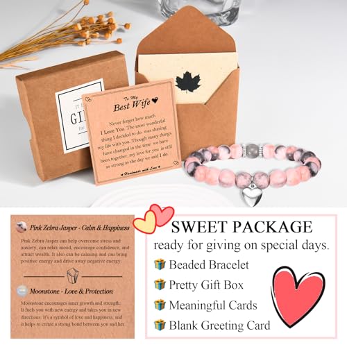 Image of Mothers Day Gifts for Wife, Christmas Valentines Day Easter Birthday Gifts Stocking Easter Basket Stuffers Beaded Bracelet Jewelry Gifts for Wife from Husband
