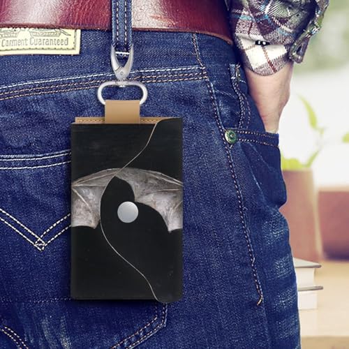 Bat with Outstretched Wings Key Holder Bag PU Leather ID Card Holder Keychains Case Cover for Men Women4