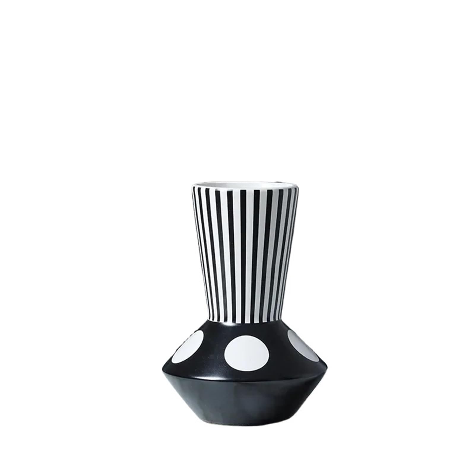 Geometric Vase Simple Modern Black White Ceramic Vase Flower Arrangement Container Irregular Geometric Living Room Countertop Decoration(Style04)