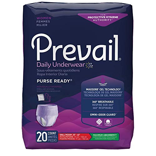 Prevail Purse Ready Protective Underwear for Women, Maximum Absorbency, Small/Medium, 20 Count