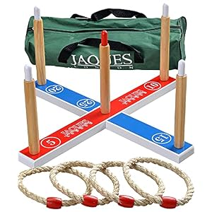 Jaques of London Quoits Garden Game | Outdoor Games| 4 Rope Quoit Ring Toss Game | Wooden Quoits Set | Family Lawn Games | Since 1795