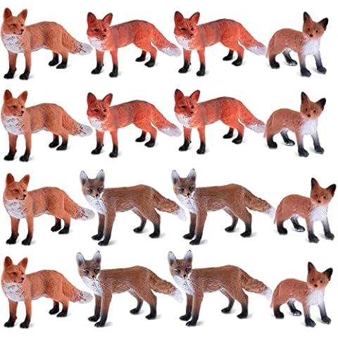 16 Pcs Realistic Fox Toy Figures Set Cover
