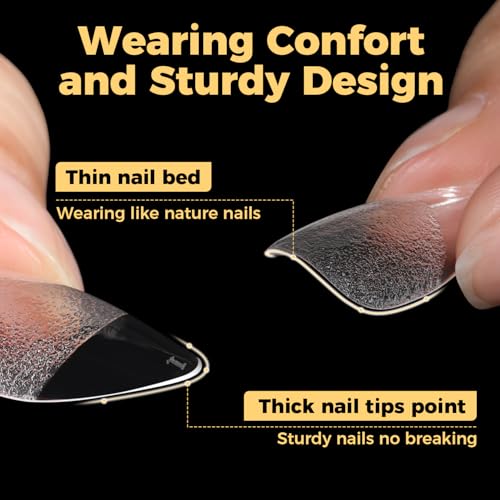Image of UNA GELLA Almond Nail Tips, Pre-shape Short Almond Gel Nail Tips 240Pcs Full Cover Soft Gel Fake Nails No C Curve Press On Nails For Women Girl At Home DIY Salon with Box 12 Sizes