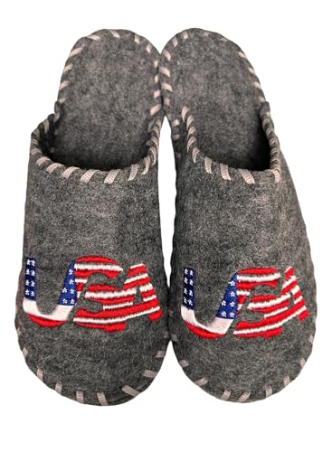Traditional Sauna Slippers - Indoor House Shoes with USA National Symbols - Cozy Comfort Shower Slippers for Your Spa Experience Made in Ukraine - Universal Size, 9-10 Women/9-10 Men, Grey2