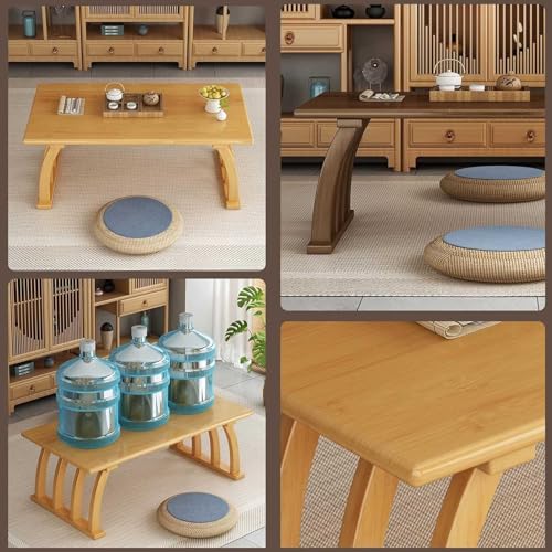 Table de Pique-Nique Basse Portable en Bambou de Sol