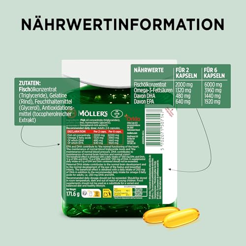 Moller’s ® | High Concentrate | Omega-3 | Premium-Fischöl | Hochdosiert bis zu 3360 mg EPA+DHA pro Tagesdosis | in Triglyceridform… – Ansicht 4