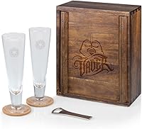 Vista 12 de PICNIC TIME Disney - Juego de vasos de regalo de Mickey Mouse y Minnie Mouse, cristalería grabada de 12 onzas con abrebotellas de madera de acacia