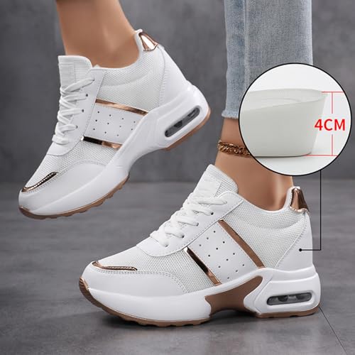 Women's Chunky Platform Comfort Orthopedic Wedge Walking Shoes Fashion Breathable Lace Up Casual Non-Slip Running Shoes with Arch Support Flatform Air Cushion Outdoor Sports Sneakers2
