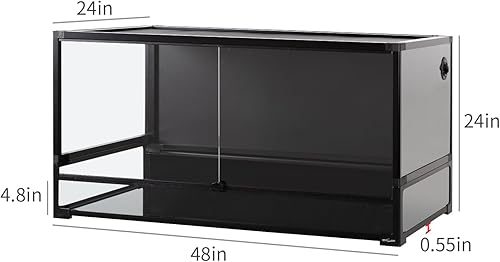 Miniatura 2 de REPTI ZOO Tanque de reptiles plegable de 120 galones, terrario de reptiles grande de vidrio templado de 48 x 24 x 24 pulgadas, parte trasera de PVC