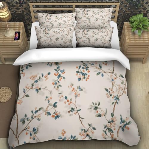 Parure de lit effet 3D branches florales pour une décoration de chambre rétro