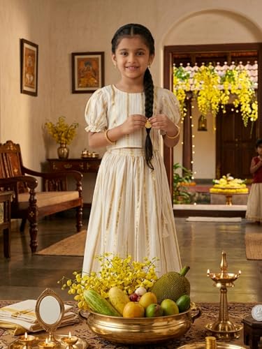 Image of The Mom Store Girls Skirt Lehenga Set | Traditional Stylish Dress For Kids Girls | Baby Lehenga Set For Girls | Elastication At Waistband | For Festivals Weddings & Special Occasions