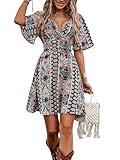 BEAUDRM Women's Vintage Western Dress Floral Cowgirl Outfits Country Mini Summer Flowy Boho Dress Multicolor Small