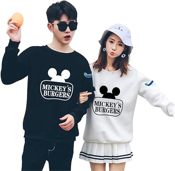Amazon Co Jp ｑ3 9 ペアルック カップル 長袖tシャツ 裏起毛 ディズニー ミッキー お祝い 結婚用 トップス 春夏 秋冬 スウェット トレーナー ファッション